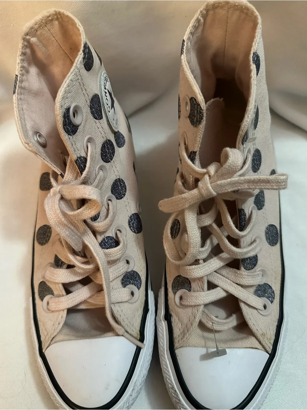 Converse Chuck Taylor All Star Hi Polka Dot Sneakers Youth Size 3 White Black